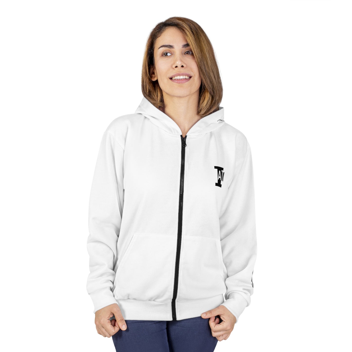 I Am: VALUABLE (I Know My Worth) - Unisex Zip Hoodie (White)