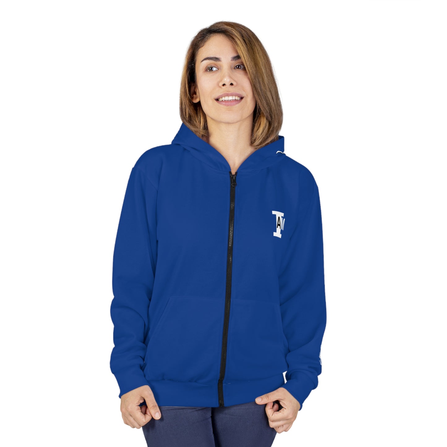 I Am: VALUABLE (I Know My Worth) - Unisex Zip Hoodie (Blue)