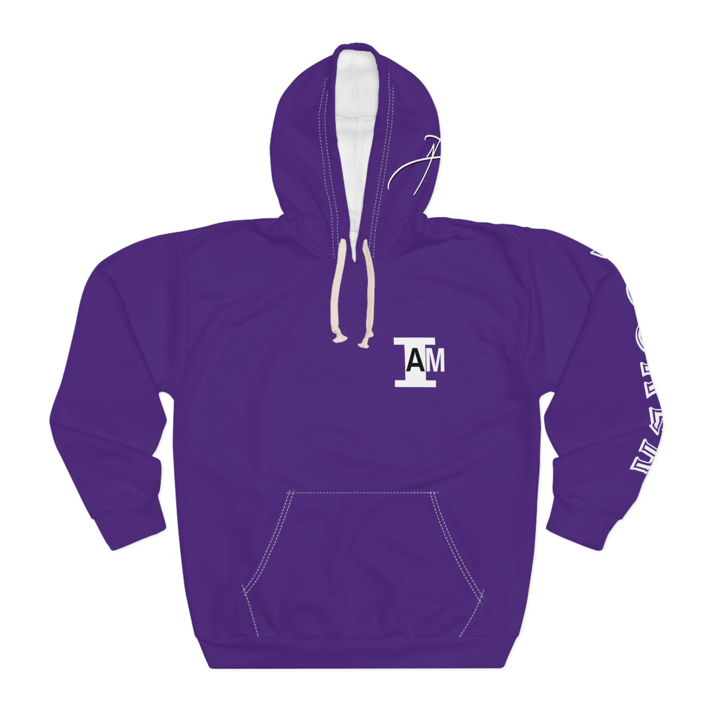 I Am: TUCKER - Unisex Pullover Hoodie (Purple with White Letters)