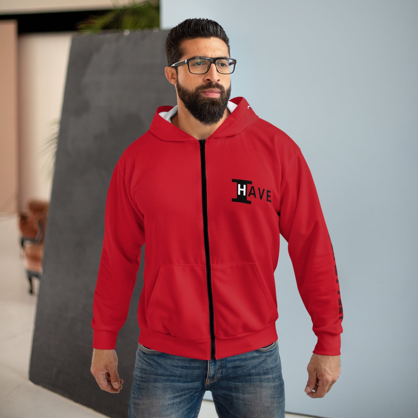 I Have: OVERCOME (It Is Under My Feet) - Unisex Zip Hoodie (Red)