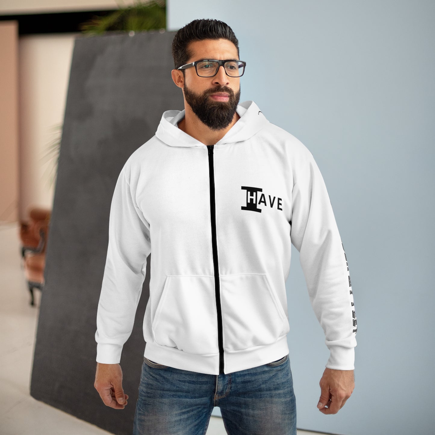 I Have: OVERCOME (It Is Under My Feet) - Unisex Zip Hoodie (White)