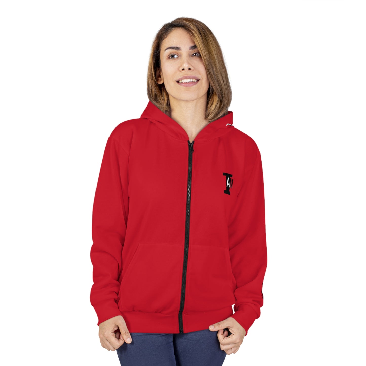 I Am: VALUABLE (I Know My Worth) - Unisex Zip Hoodie (Red)