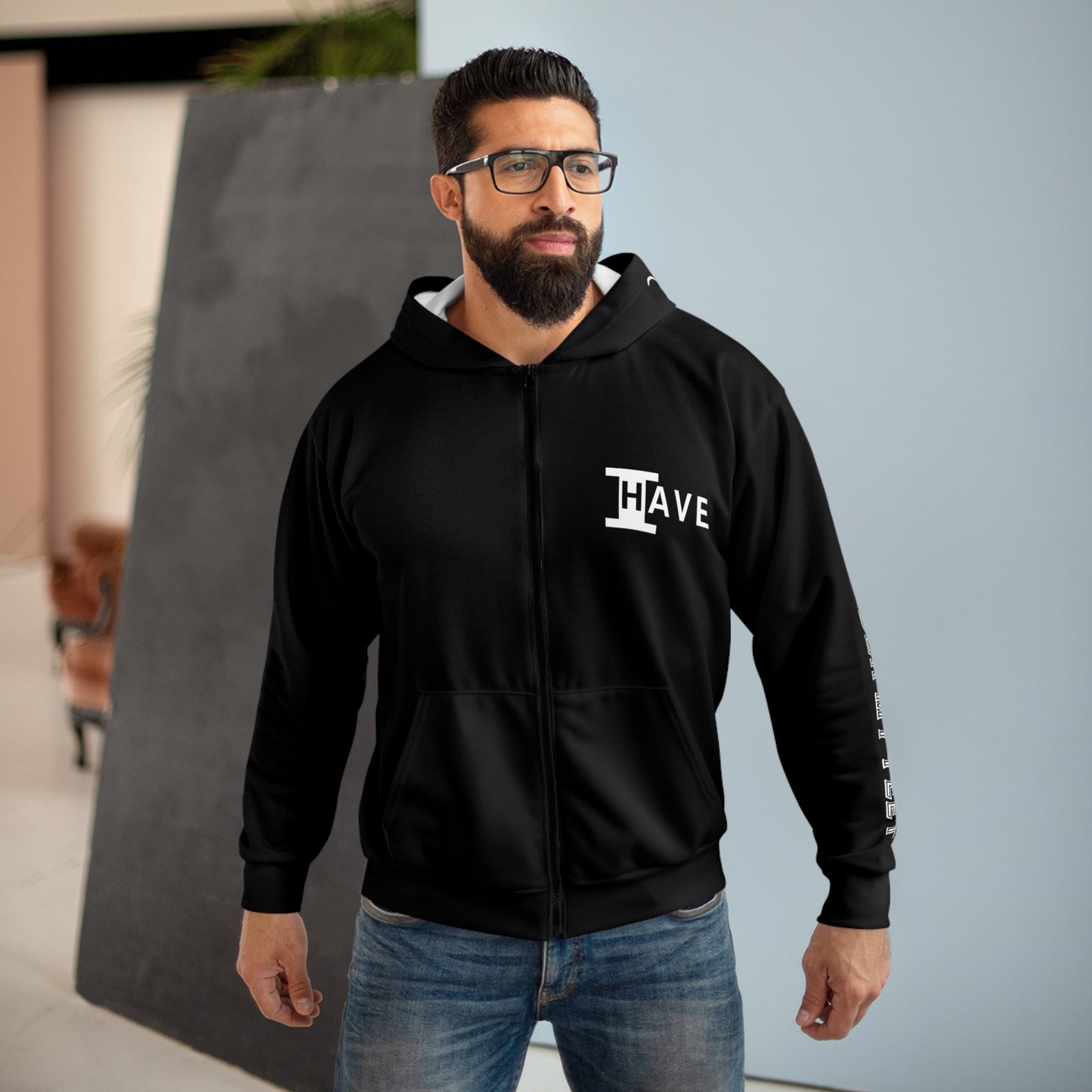 I Have: OVERCOME (It Is Under My Feet) - Unisex Zip Hoodie (Black)