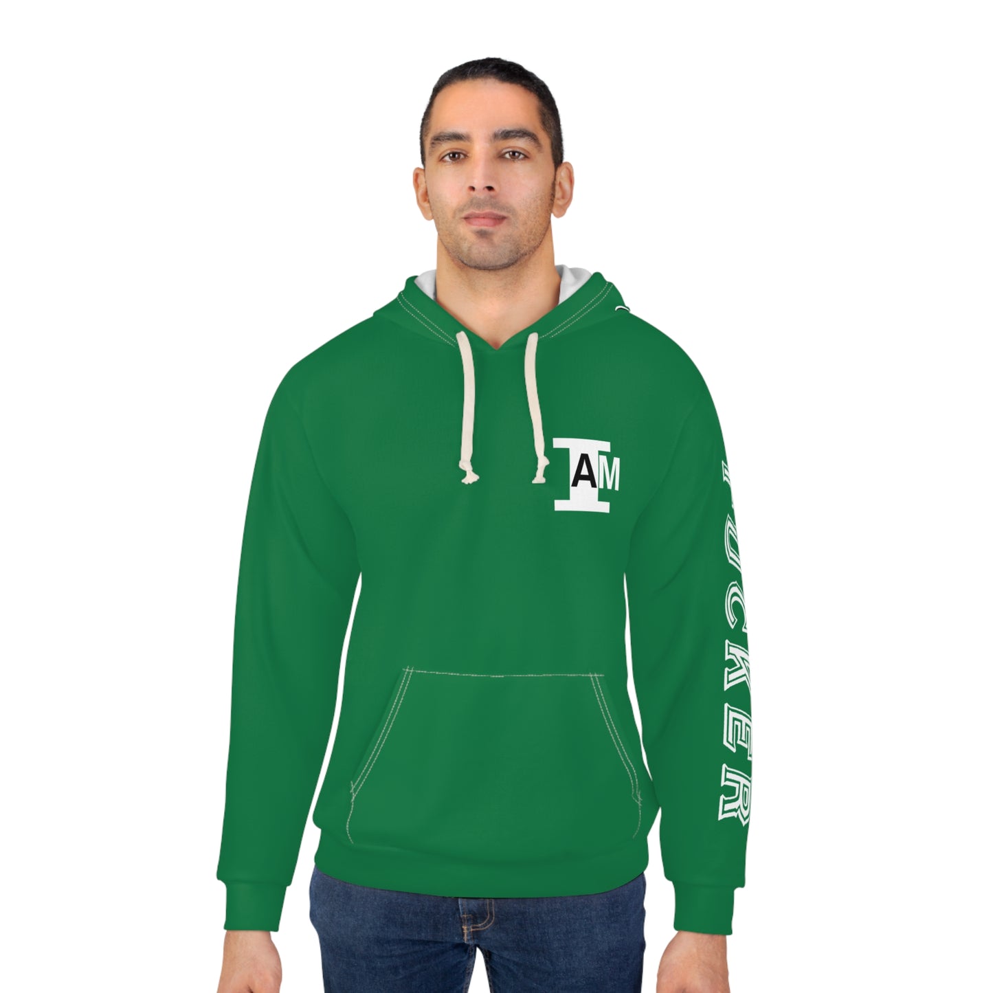 I Am: TUCKER - Unisex Pullover Hoodie (Green with White Letters)