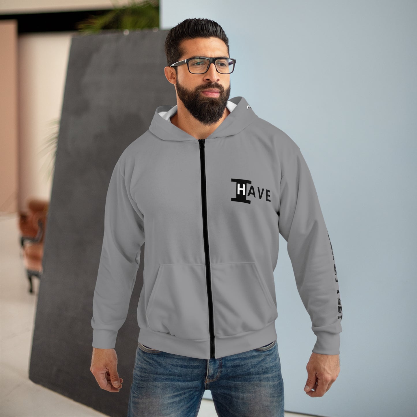 I Have: OVERCOME (It Is Under My Feet) - Unisex Zip Hoodie (Grey)