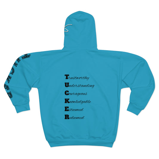 I Am: TUCKER - Unisex Zip Hoodie (Turquoise)