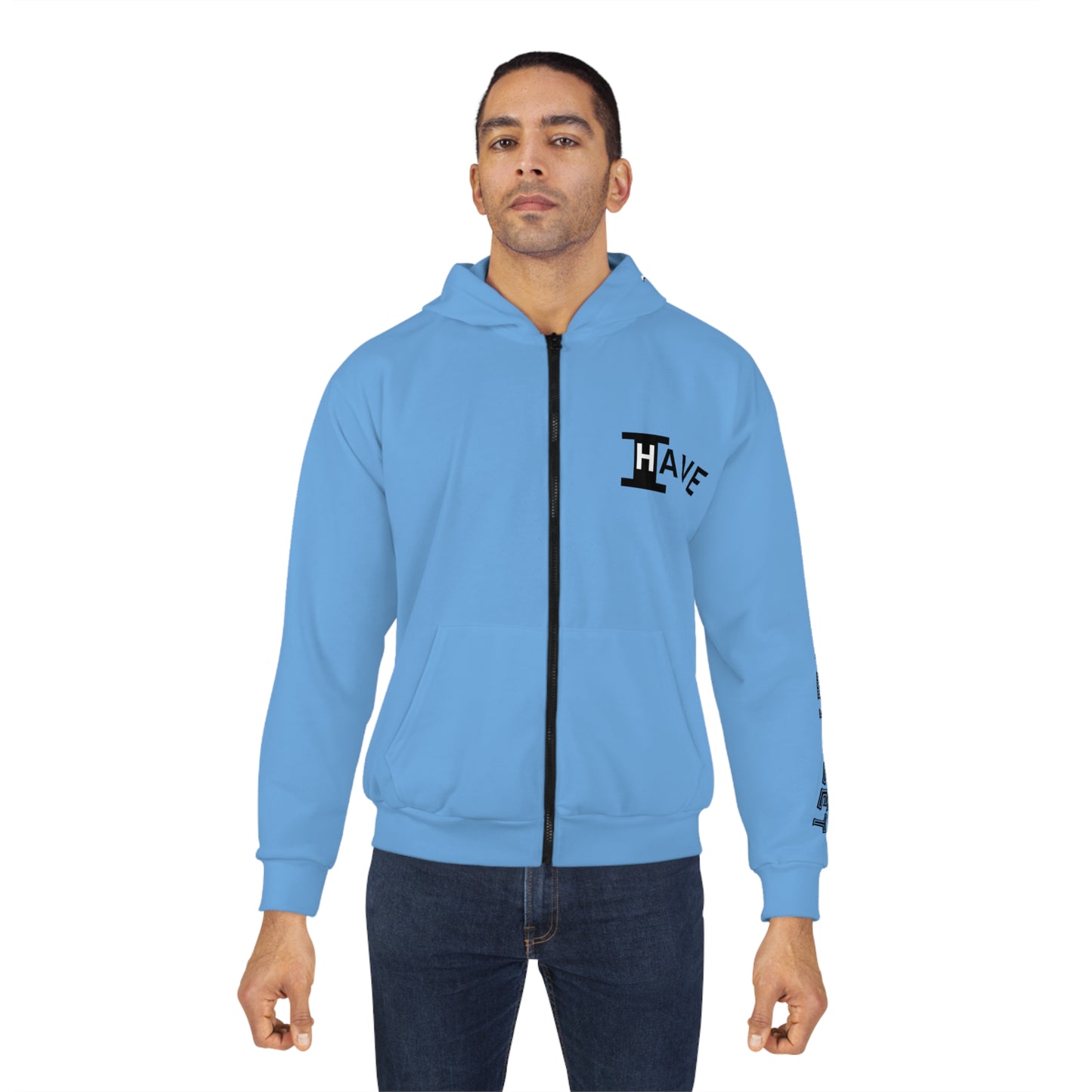 I Have: OVERCOME (It Is Under My Feet) - Unisex Zip Hoodie (Light Blue)