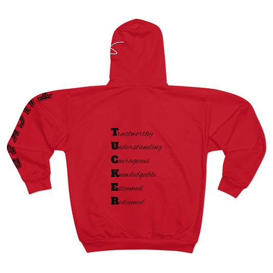 I Am: TUCKER - Unisex Zip Hoodie (Red)