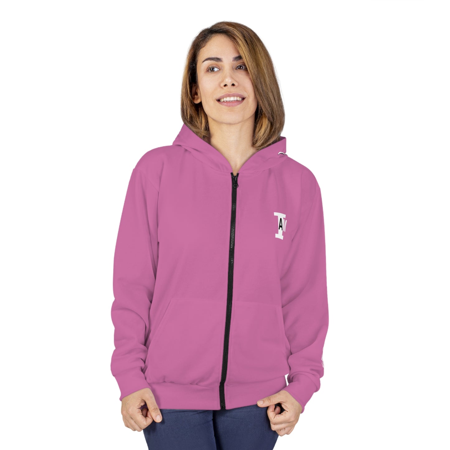 I Am: VALUABLE (I Know My Worth) - Unisex Zip Hoodie (Pink)