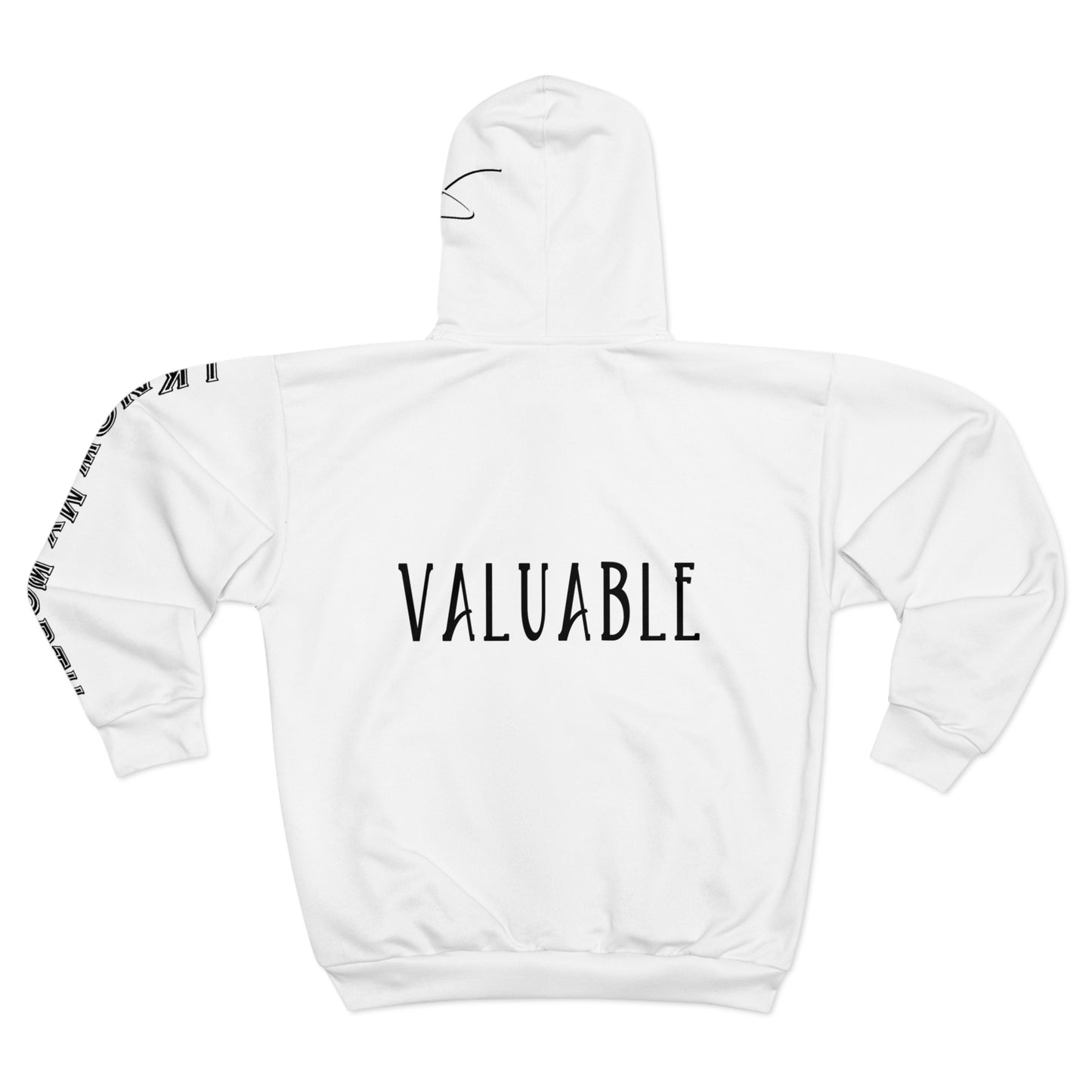 I Am: VALUABLE (I Know My Worth) - Unisex Zip Hoodie (White)