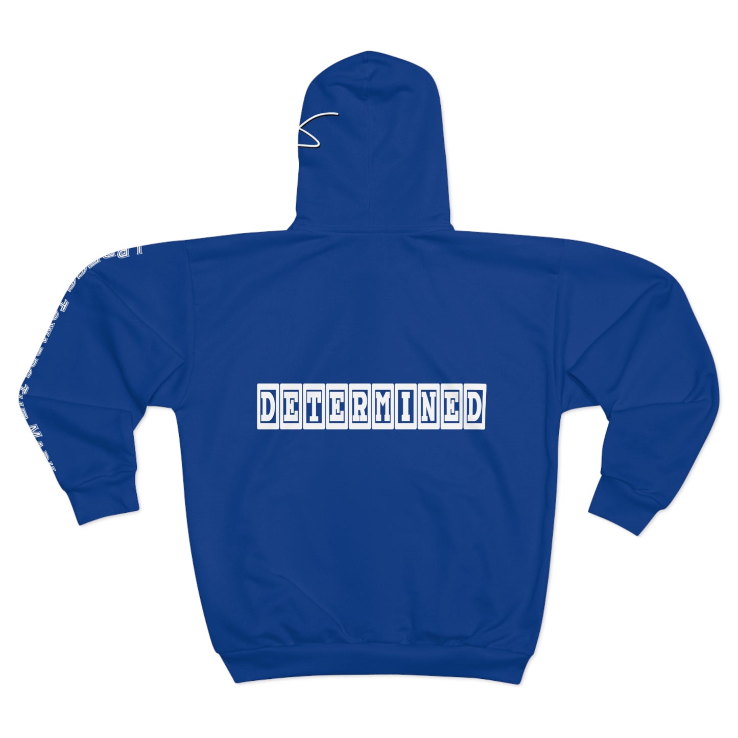 I Am: DETERMINED (I Press Towards The Mark) - Unisex Zip Hoodie (Blue with White Lettering)