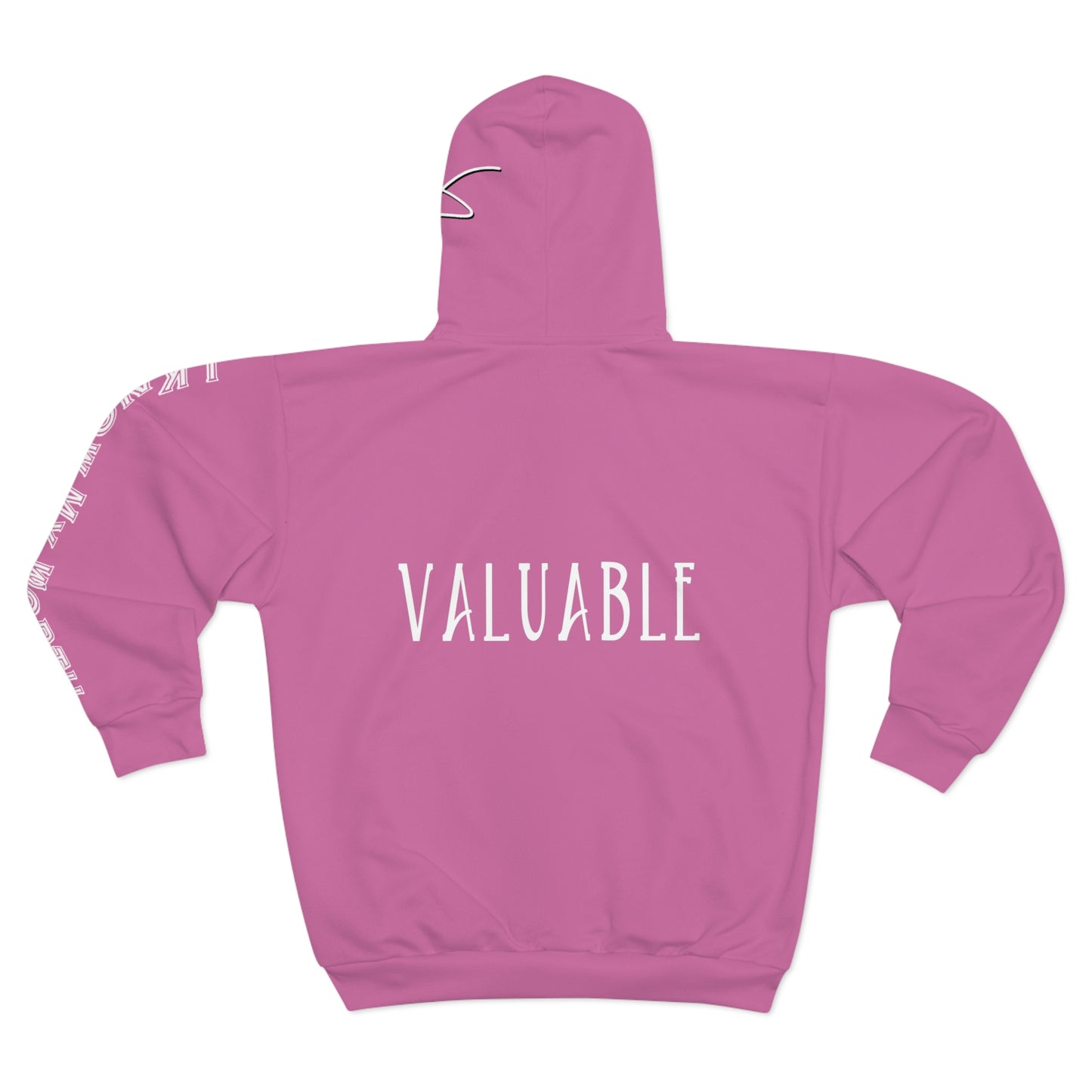 I Am: VALUABLE (I Know My Worth) - Unisex Zip Hoodie (Pink)