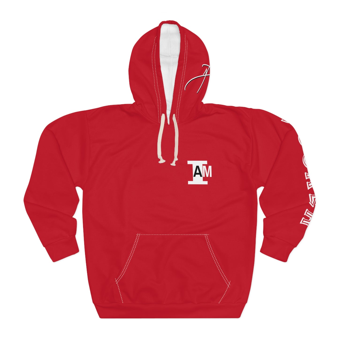 I Am: TUCKER - Unisex Pullover Hoodie (Red with White Letters)