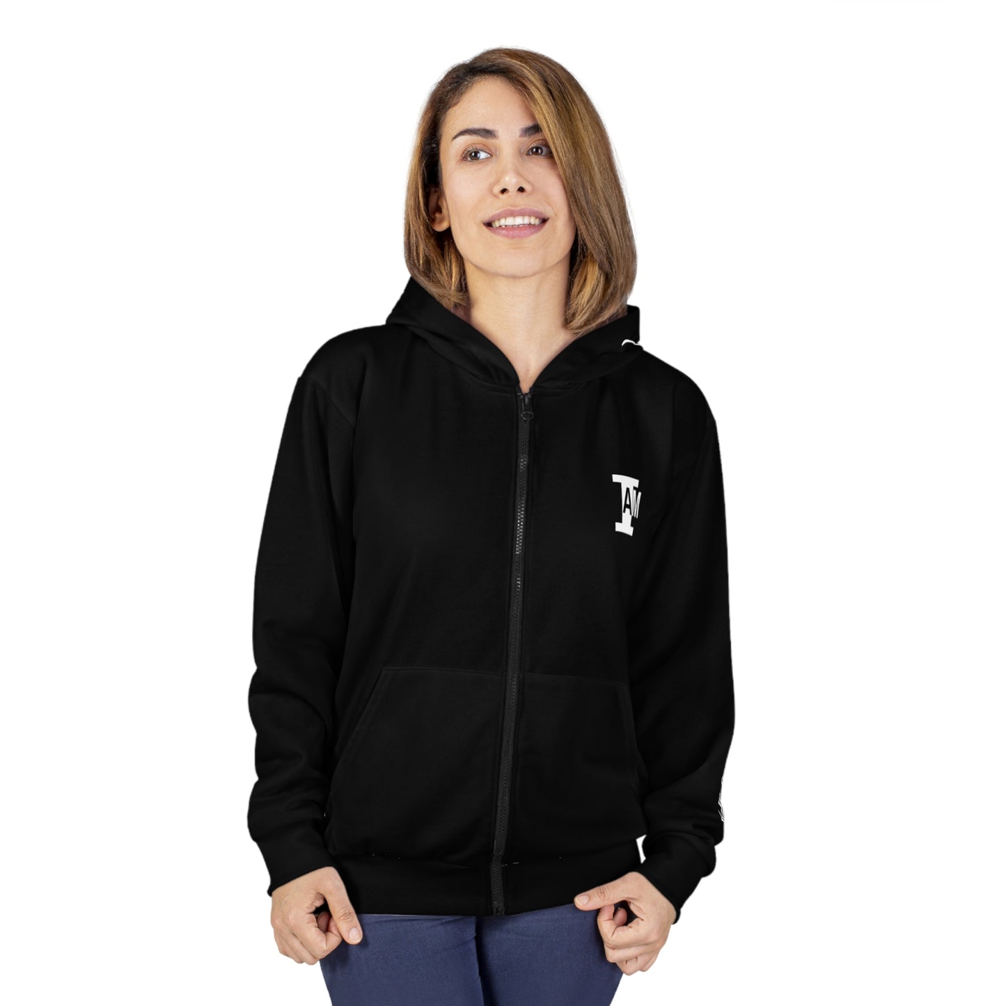 I Am: VALUABLE (I Know My Worth) - Unisex Zip Hoodie (Black)