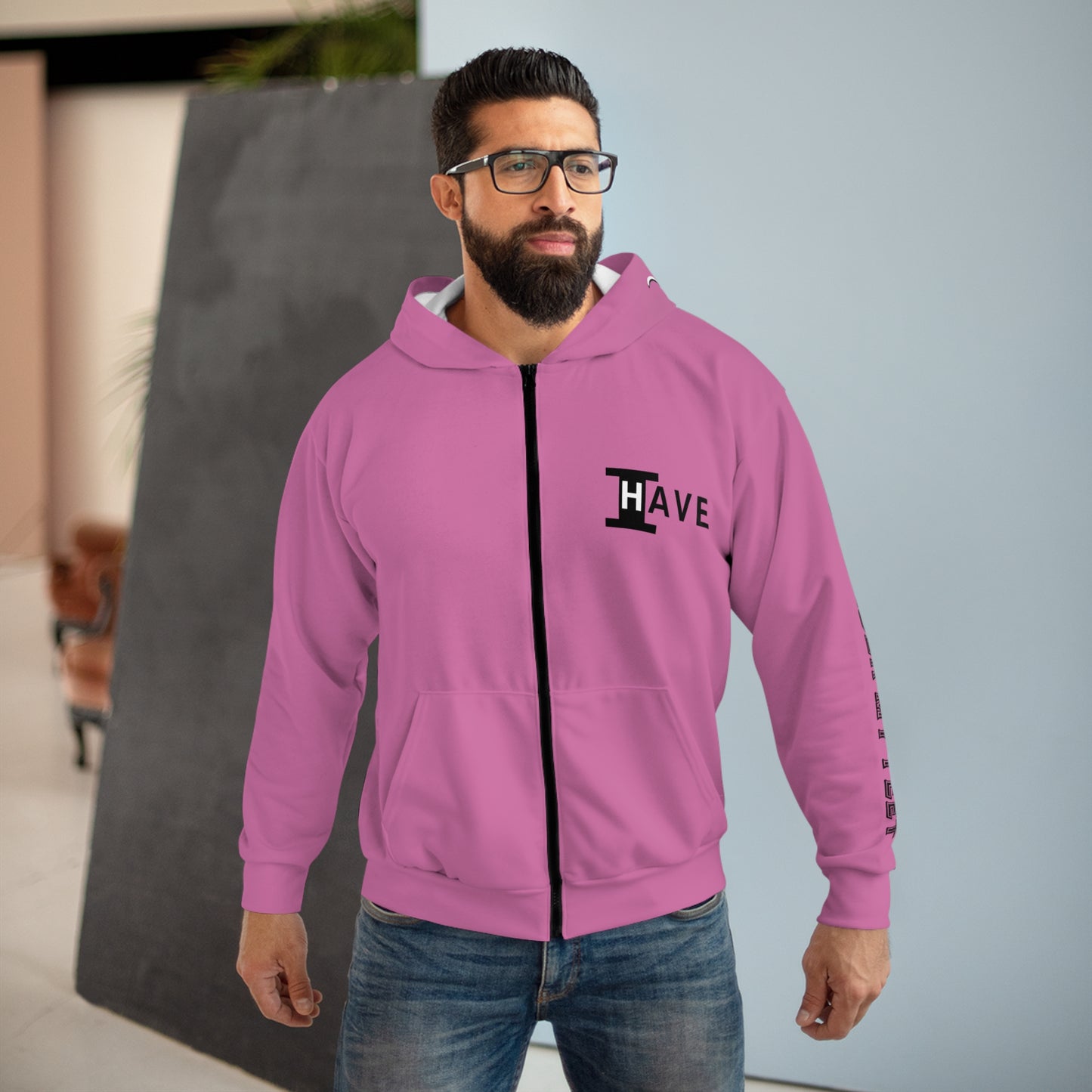 I Have: OVERCOME (It Is Under My Feet) - Unisex Zip Hoodie (Pink)