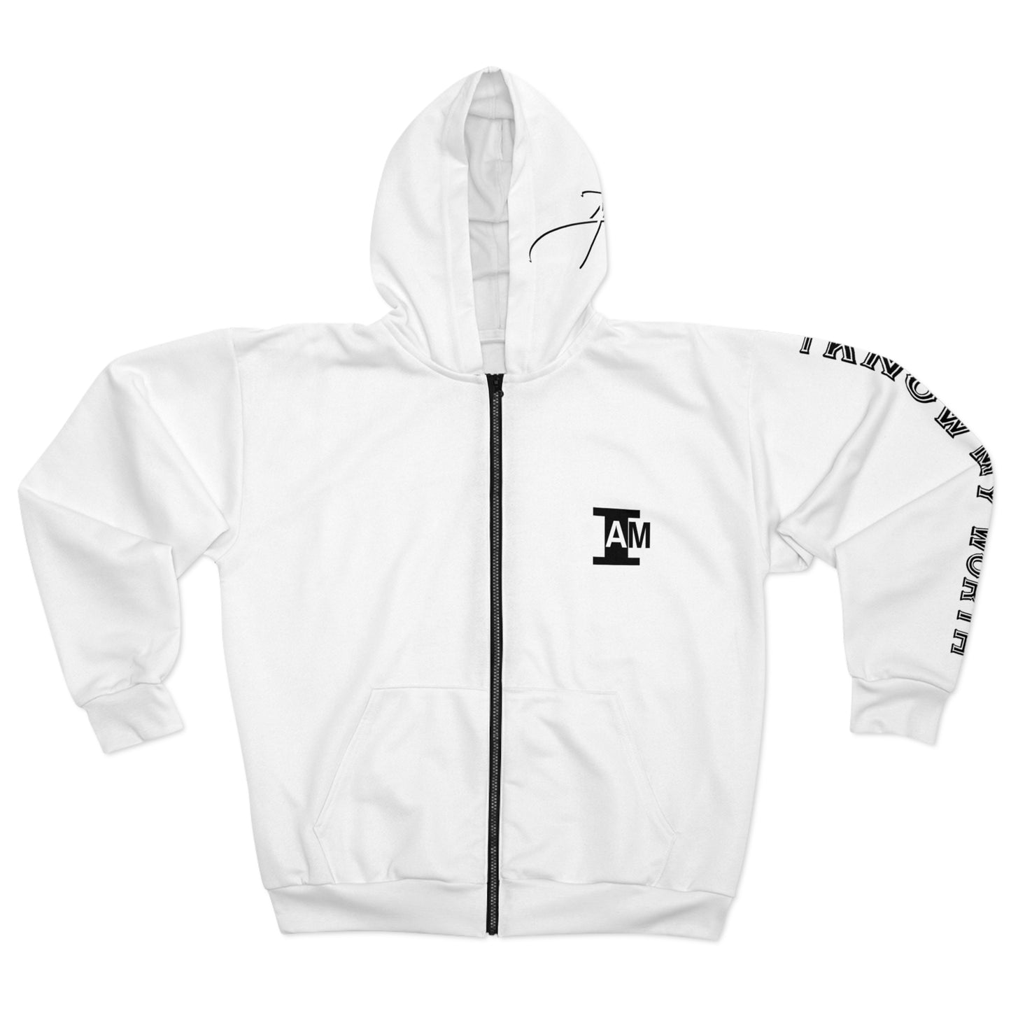 I Am: VALUABLE (I Know My Worth) - Unisex Zip Hoodie (White)