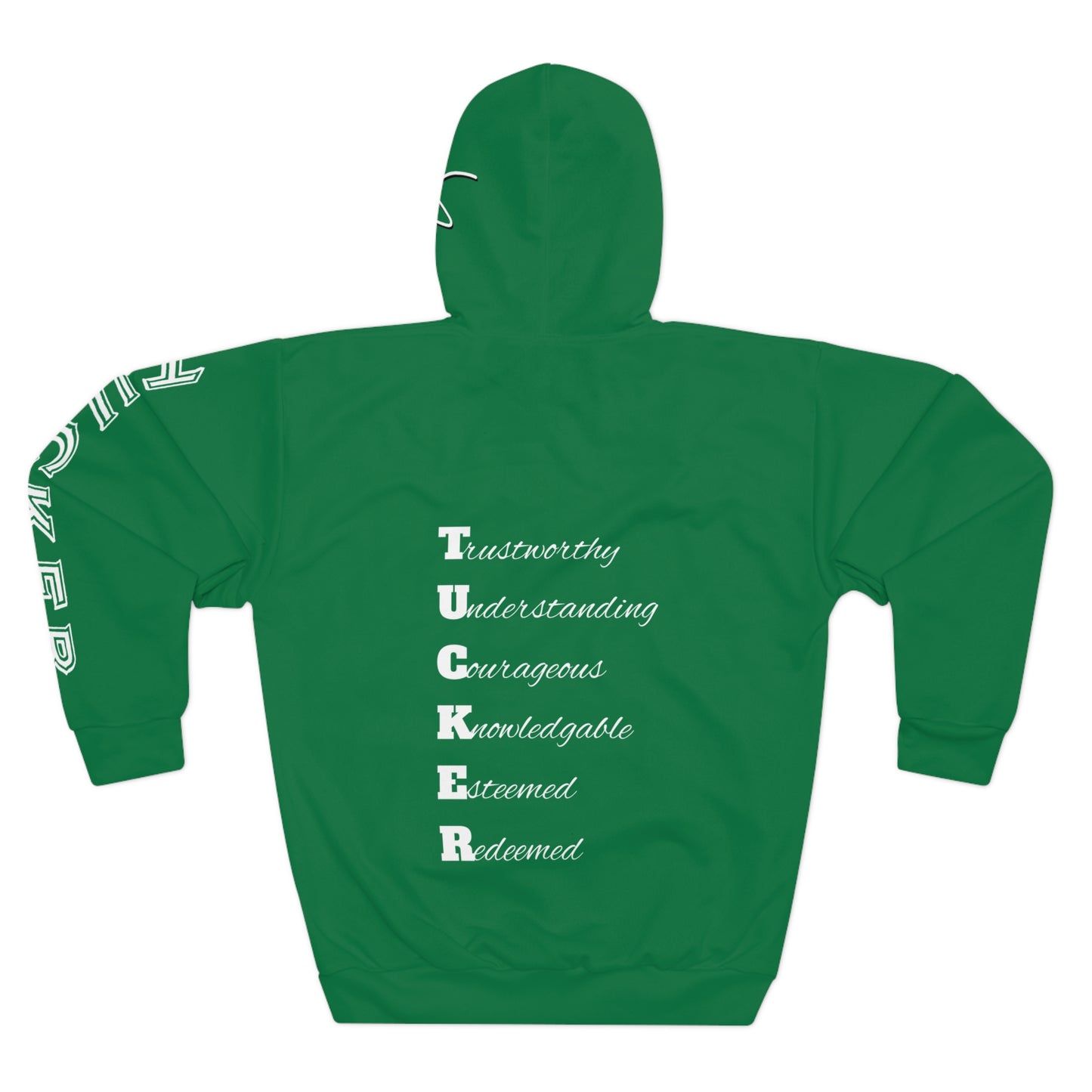 I Am: TUCKER - Unisex Pullover Hoodie (Green with White Letters)