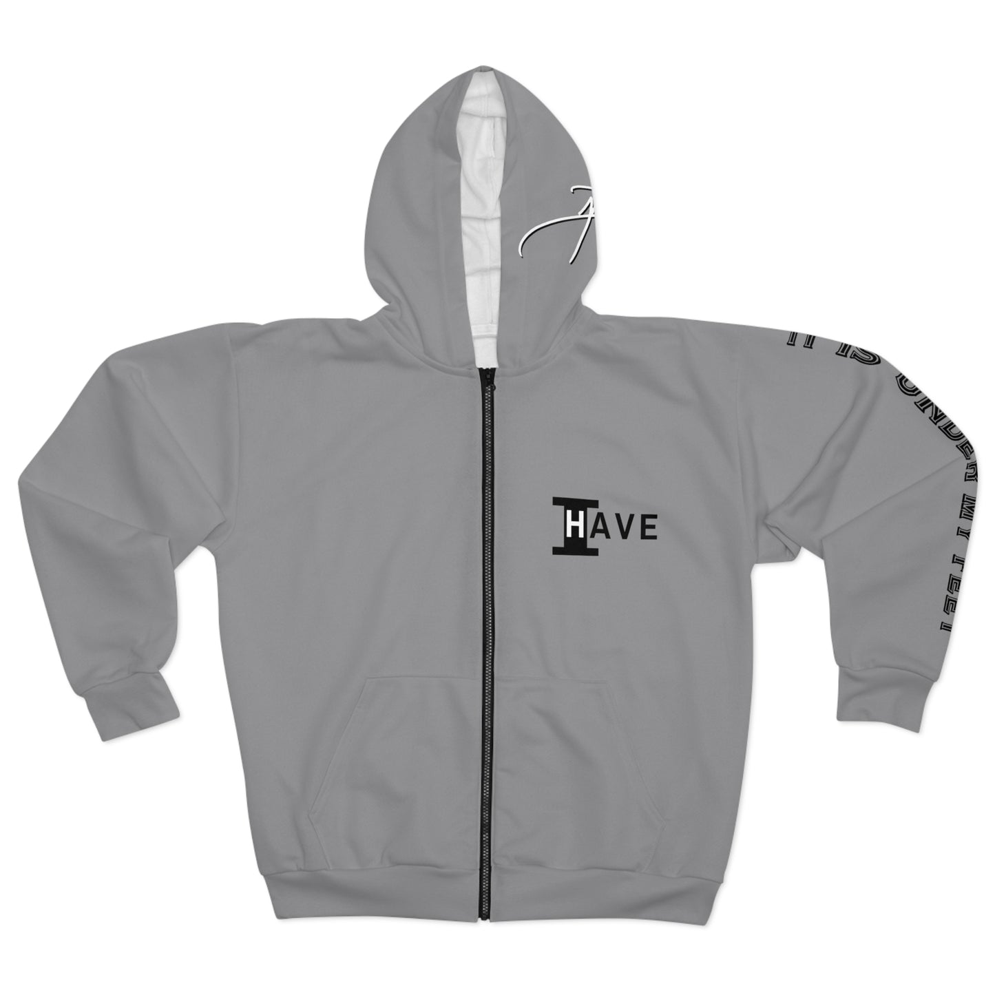 I Have: OVERCOME (It Is Under My Feet) - Unisex Zip Hoodie (Grey)