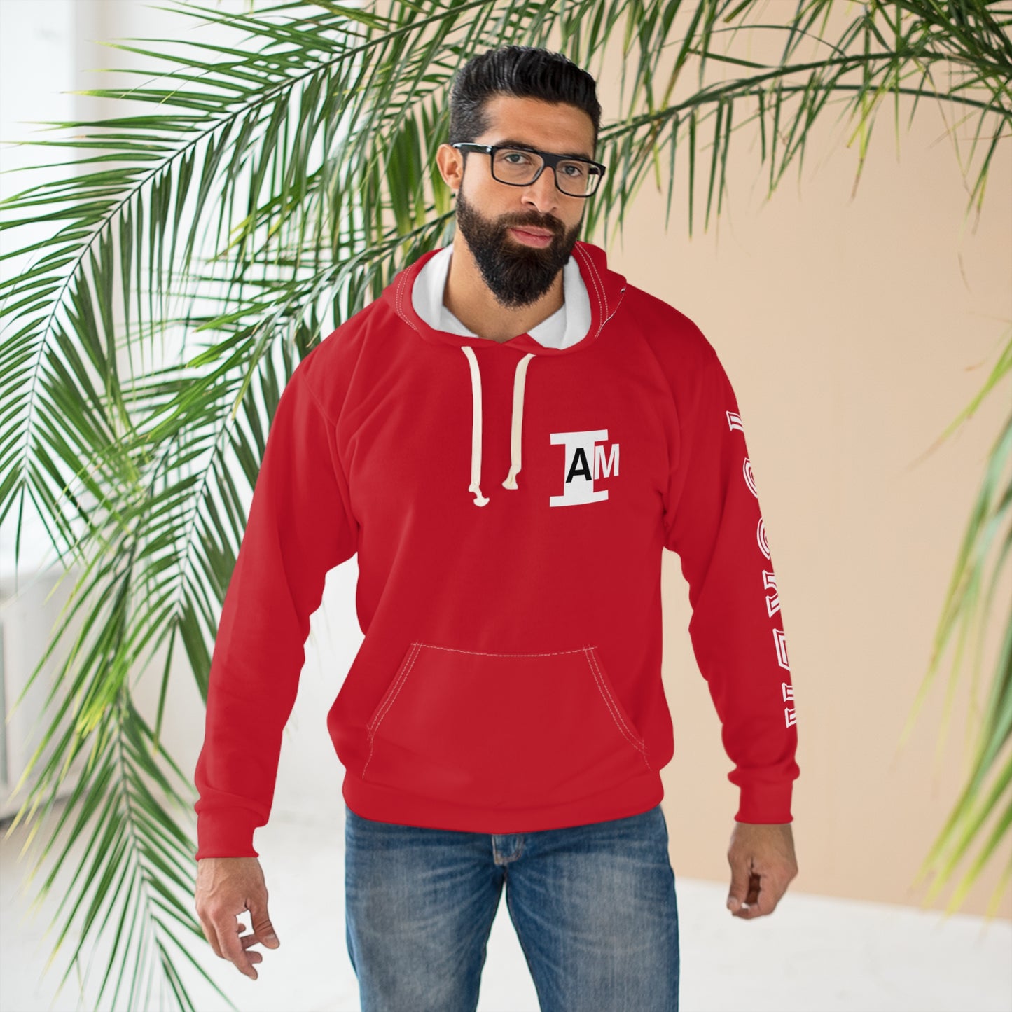 I Am: TUCKER - Unisex Pullover Hoodie (Red with White Letters)