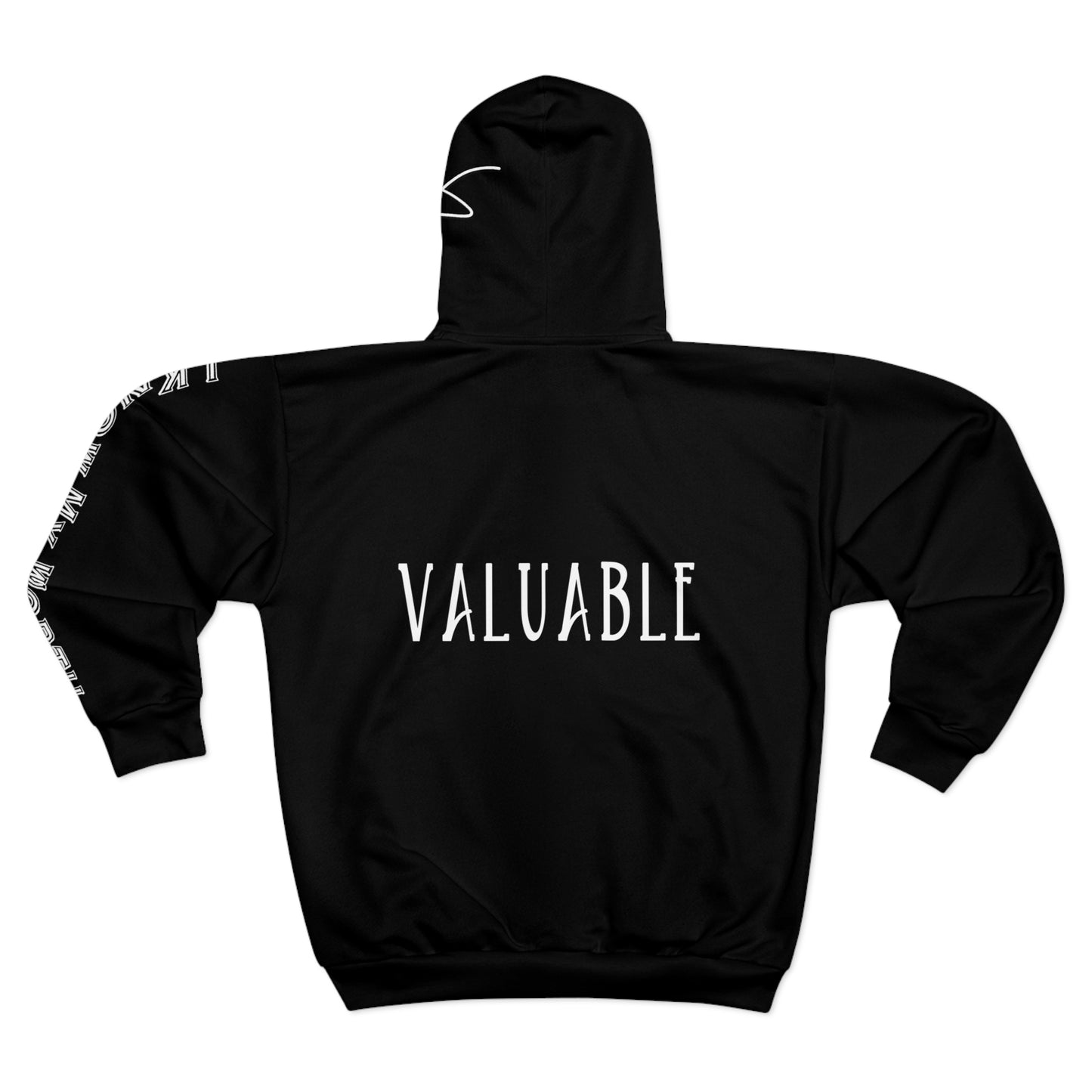 I Am: VALUABLE (I Know My Worth) - Unisex Zip Hoodie (Black)