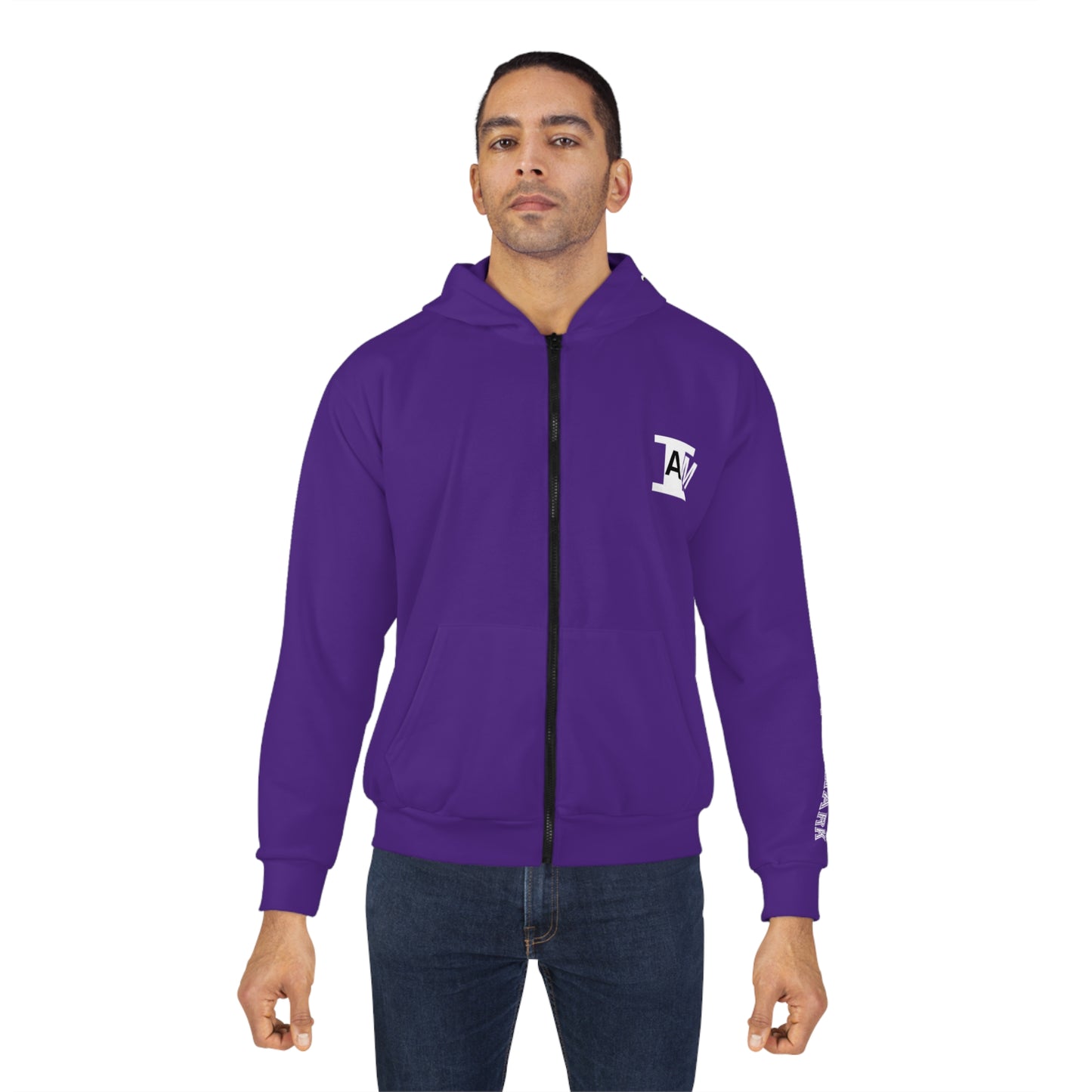 I Am: DETERMINED (I Press Towards The Mark) - Unisex Zip Hoodie (Purple with White Lettering)