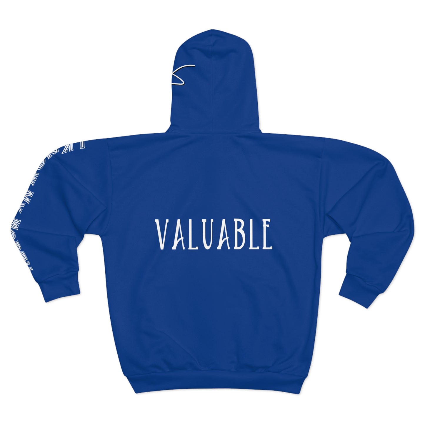 I Am: VALUABLE (I Know My Worth) - Unisex Zip Hoodie (Blue)