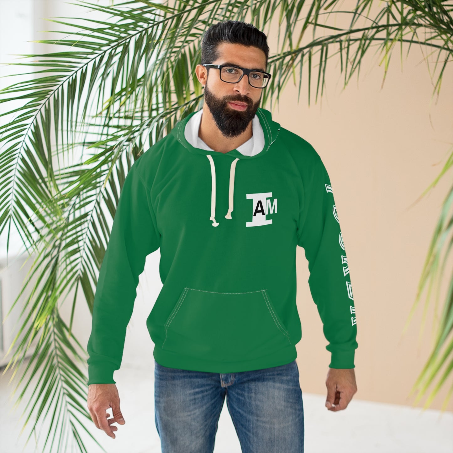 I Am: TUCKER - Unisex Pullover Hoodie (Green with White Letters)