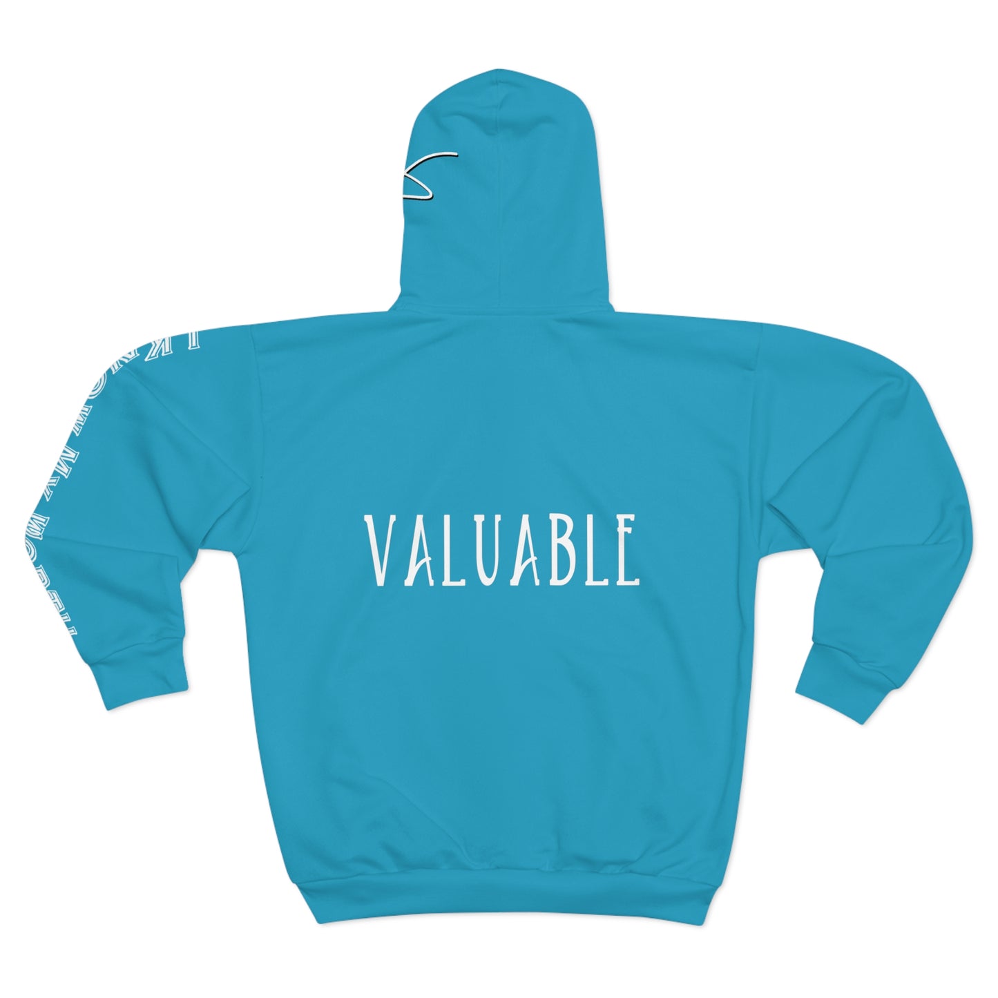 I Am: VALUABLE (I Know My Worth) - Unisex Zip Hoodie (Turquoise)