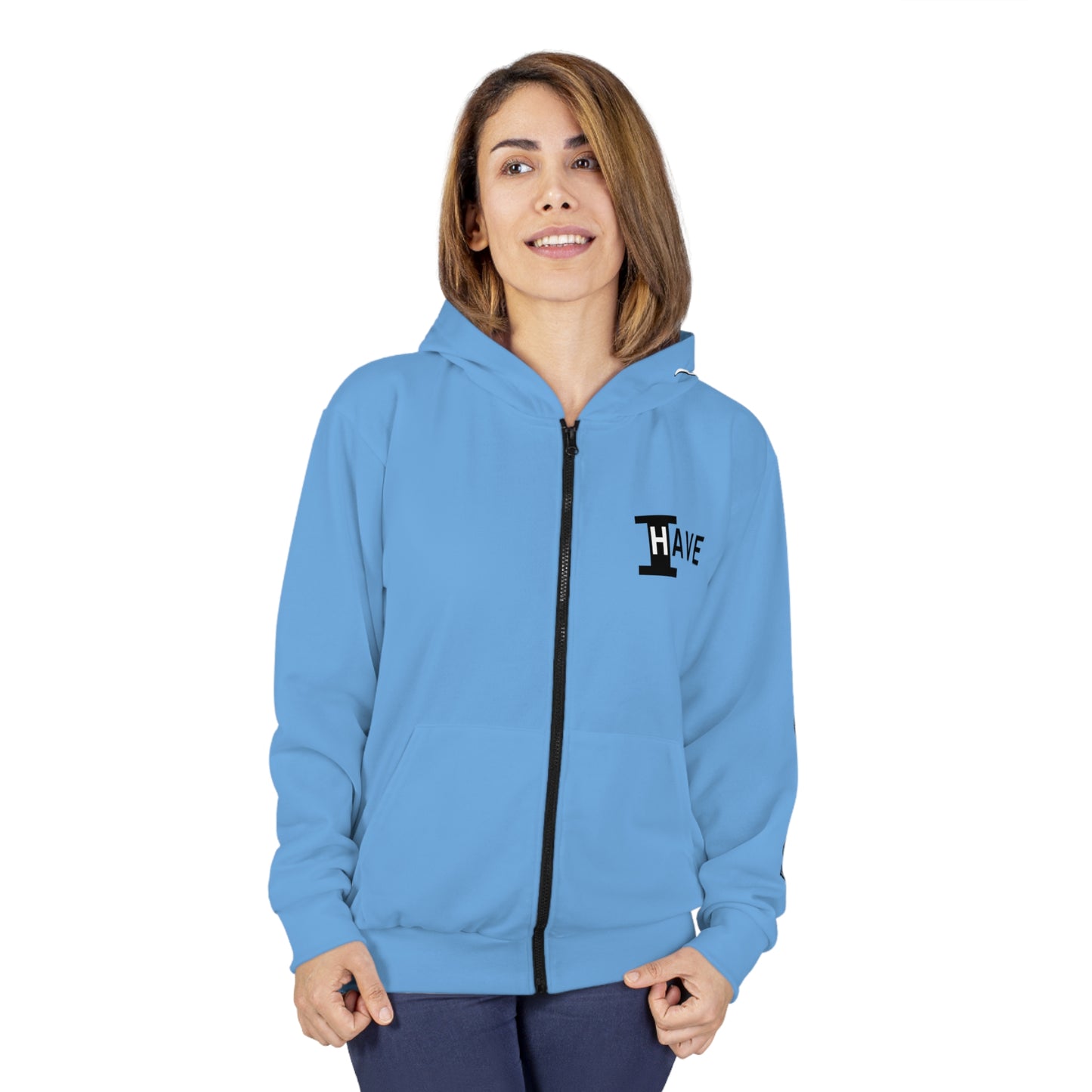 I Have: OVERCOME (It Is Under My Feet) - Unisex Zip Hoodie (Light Blue)