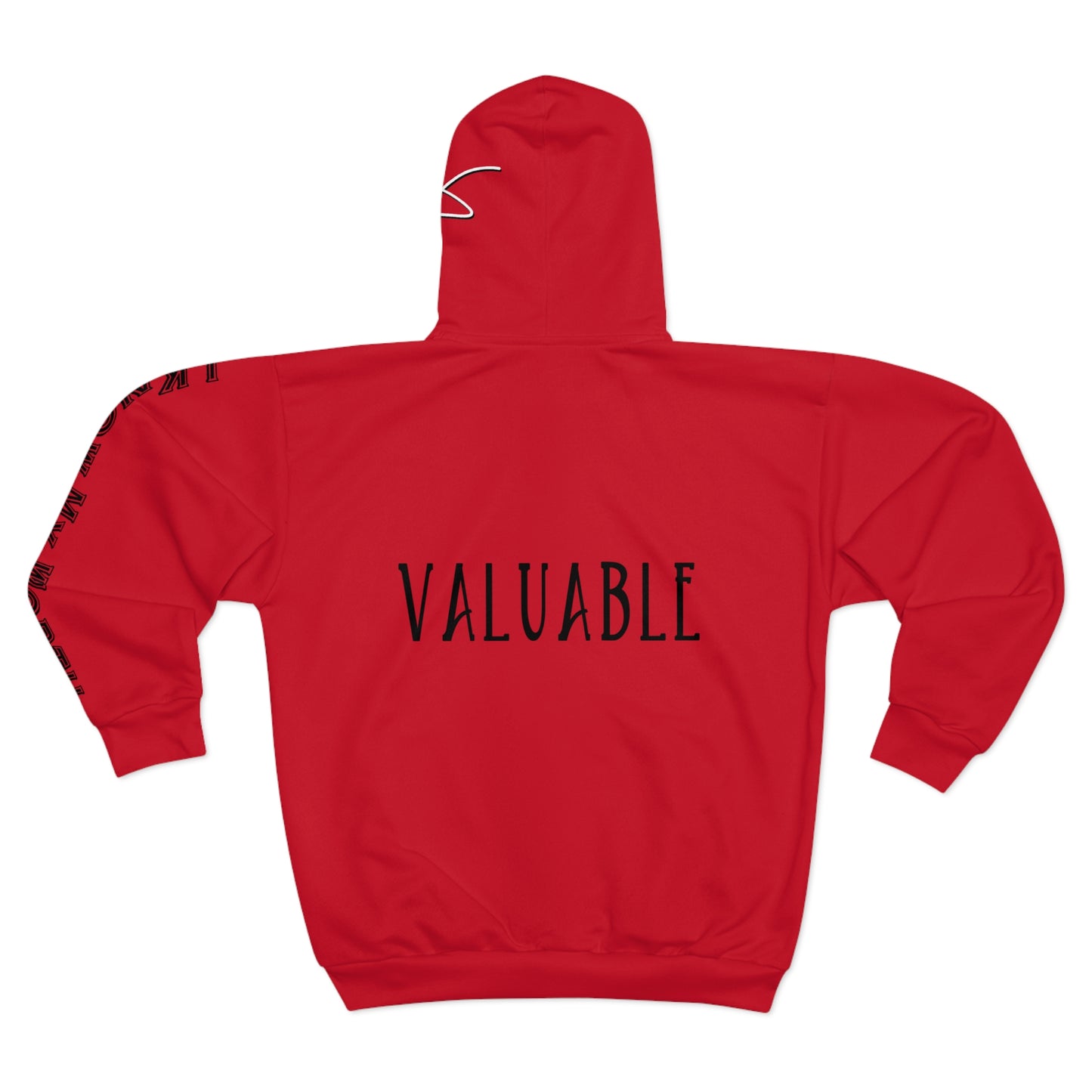 I Am: VALUABLE (I Know My Worth) - Unisex Zip Hoodie (Red)