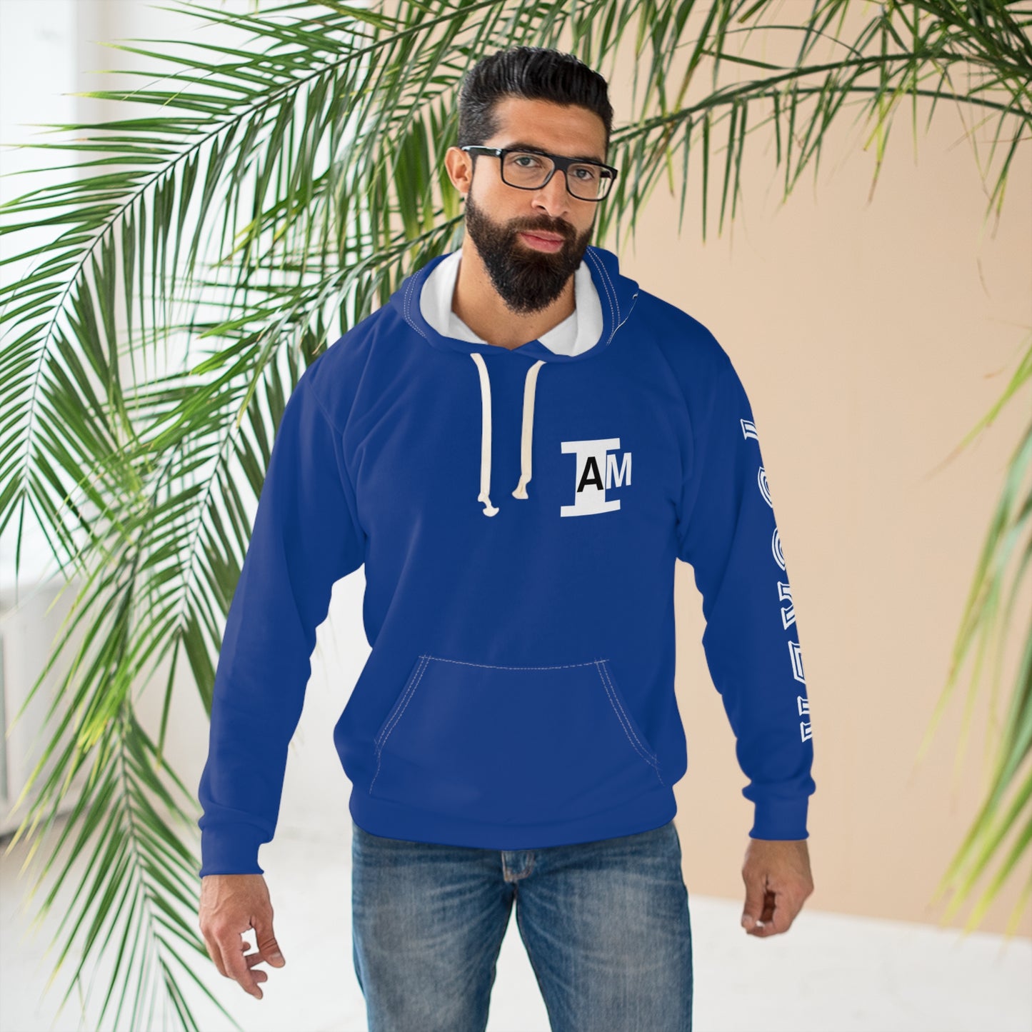 I Am: TUCKER - Unisex Pullover Hoodie (Blue with White Letters)