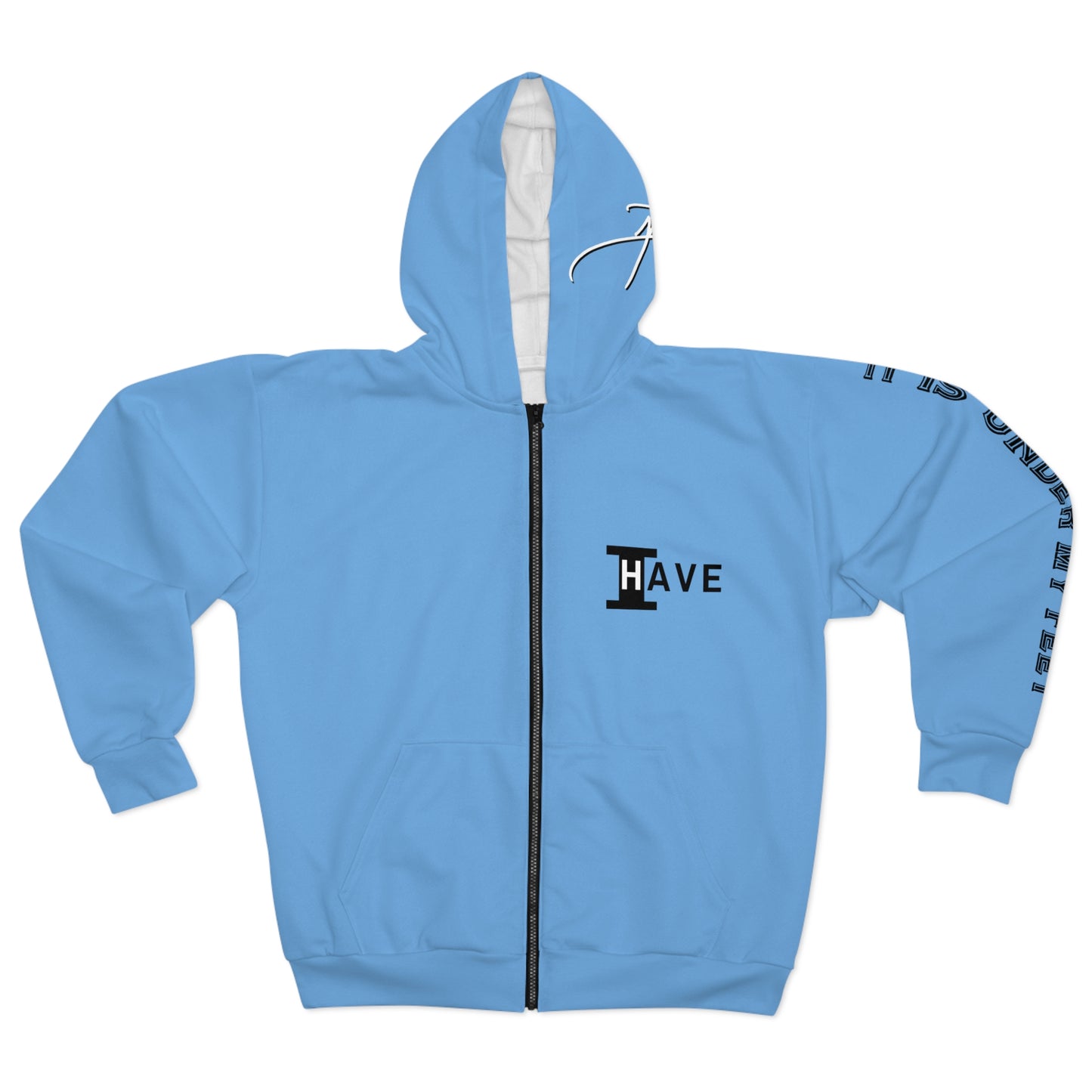 I Have: OVERCOME (It Is Under My Feet) - Unisex Zip Hoodie (Light Blue)