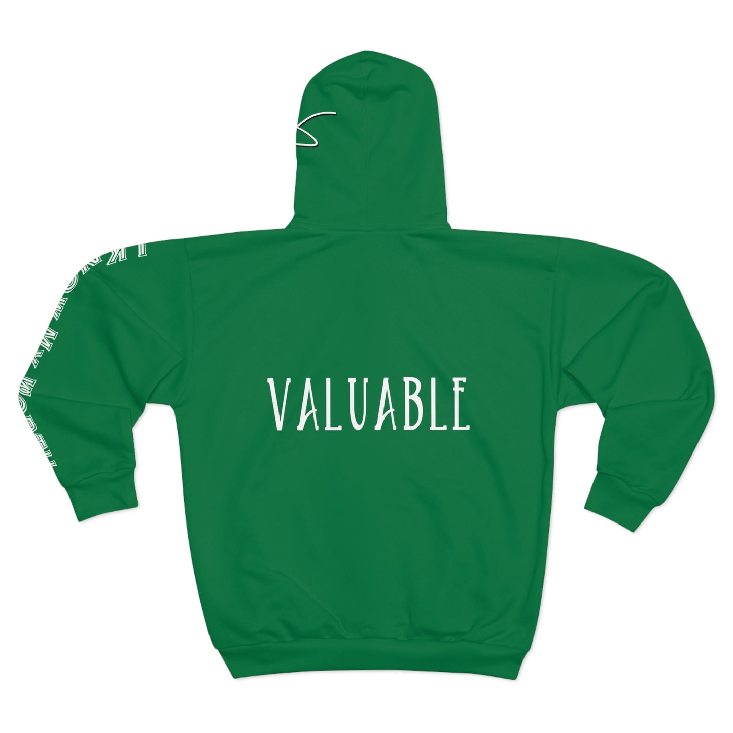 I Am: VALUABLE (I Know My Worth) - Unisex Zip Hoodie (Green)