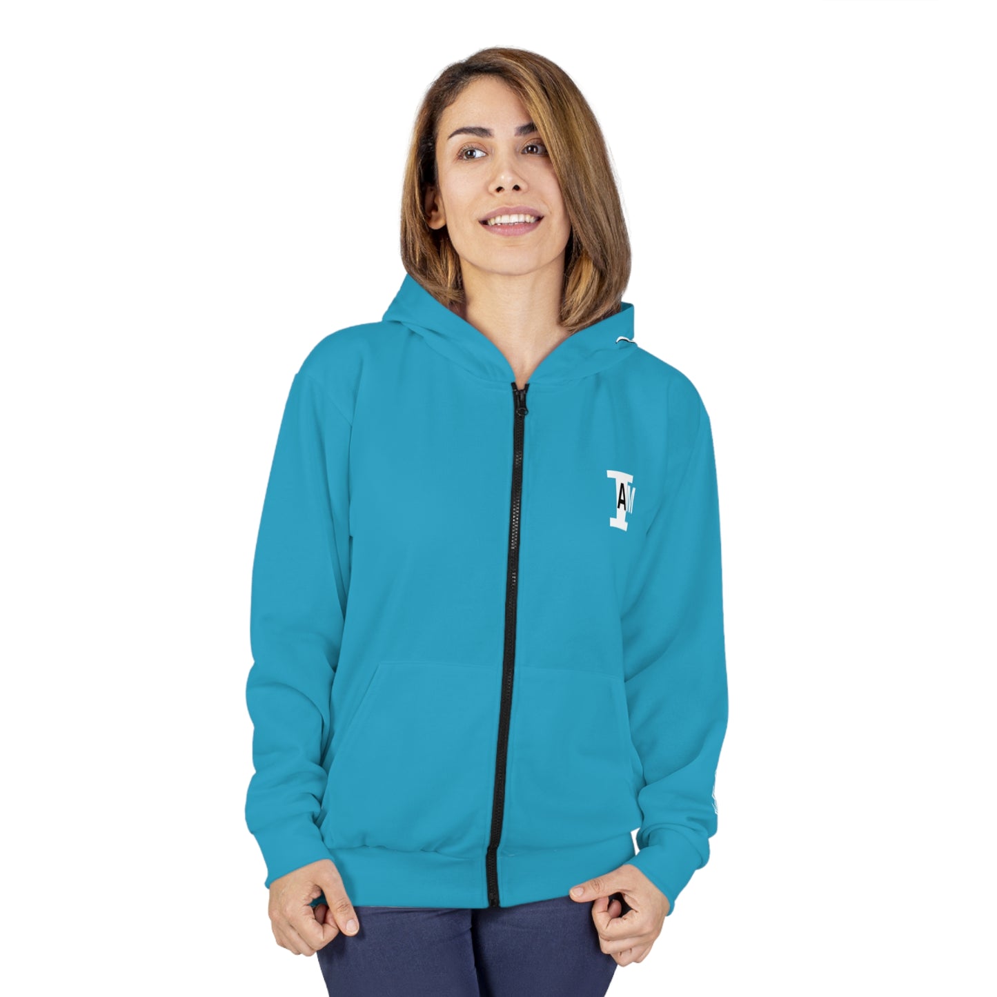 I Am: VALUABLE (I Know My Worth) - Unisex Zip Hoodie (Turquoise)