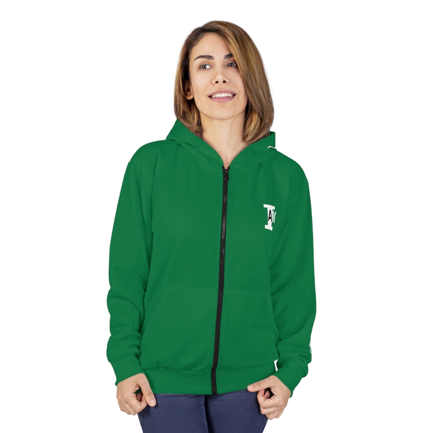 I Am: VALUABLE (I Know My Worth) - Unisex Zip Hoodie (Green)