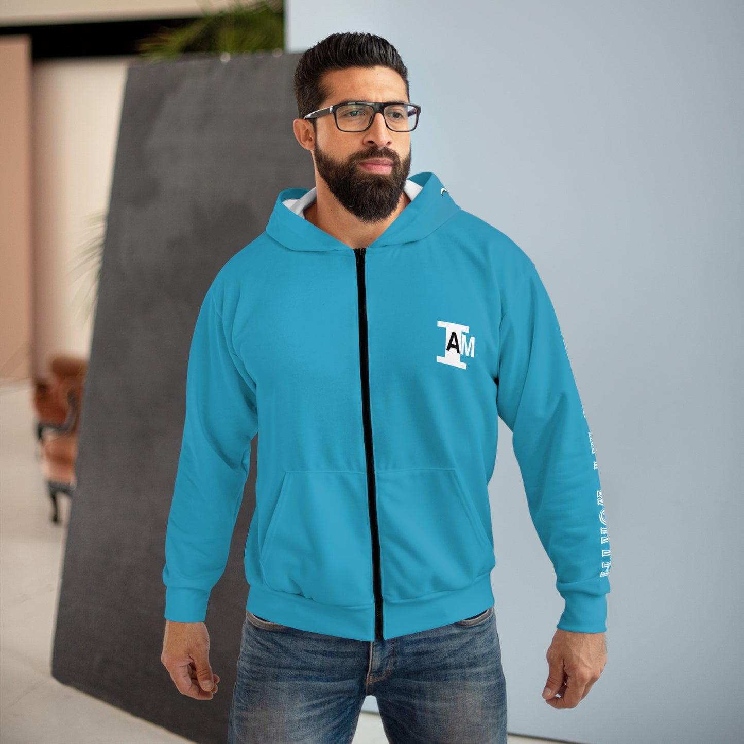 I Am: VALUABLE (I Know My Worth) - Unisex Zip Hoodie (Turquoise)